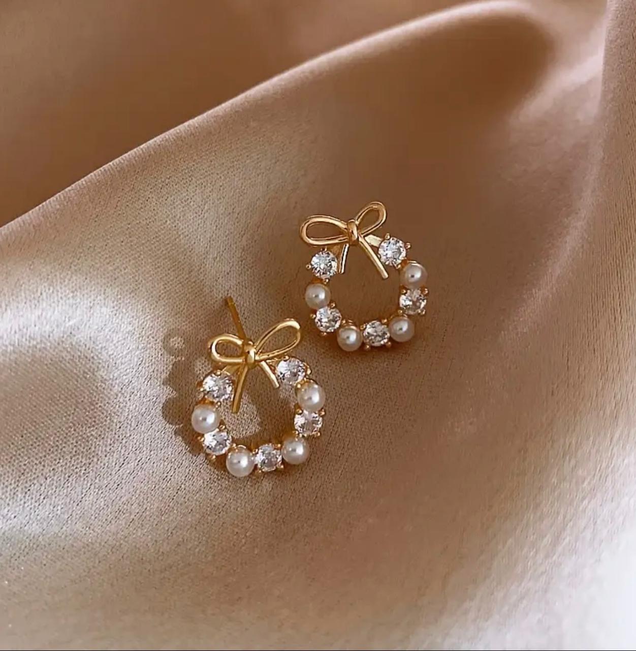 Versatile Faux Floral Bow Earrings Studs