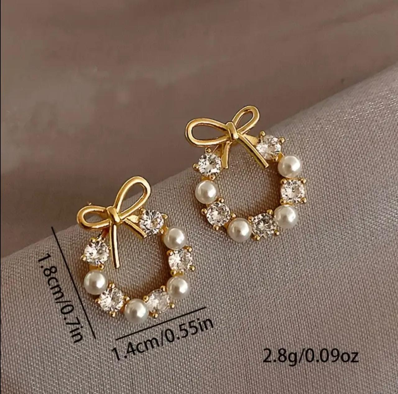 Versatile Faux Floral Bow Earrings Studs