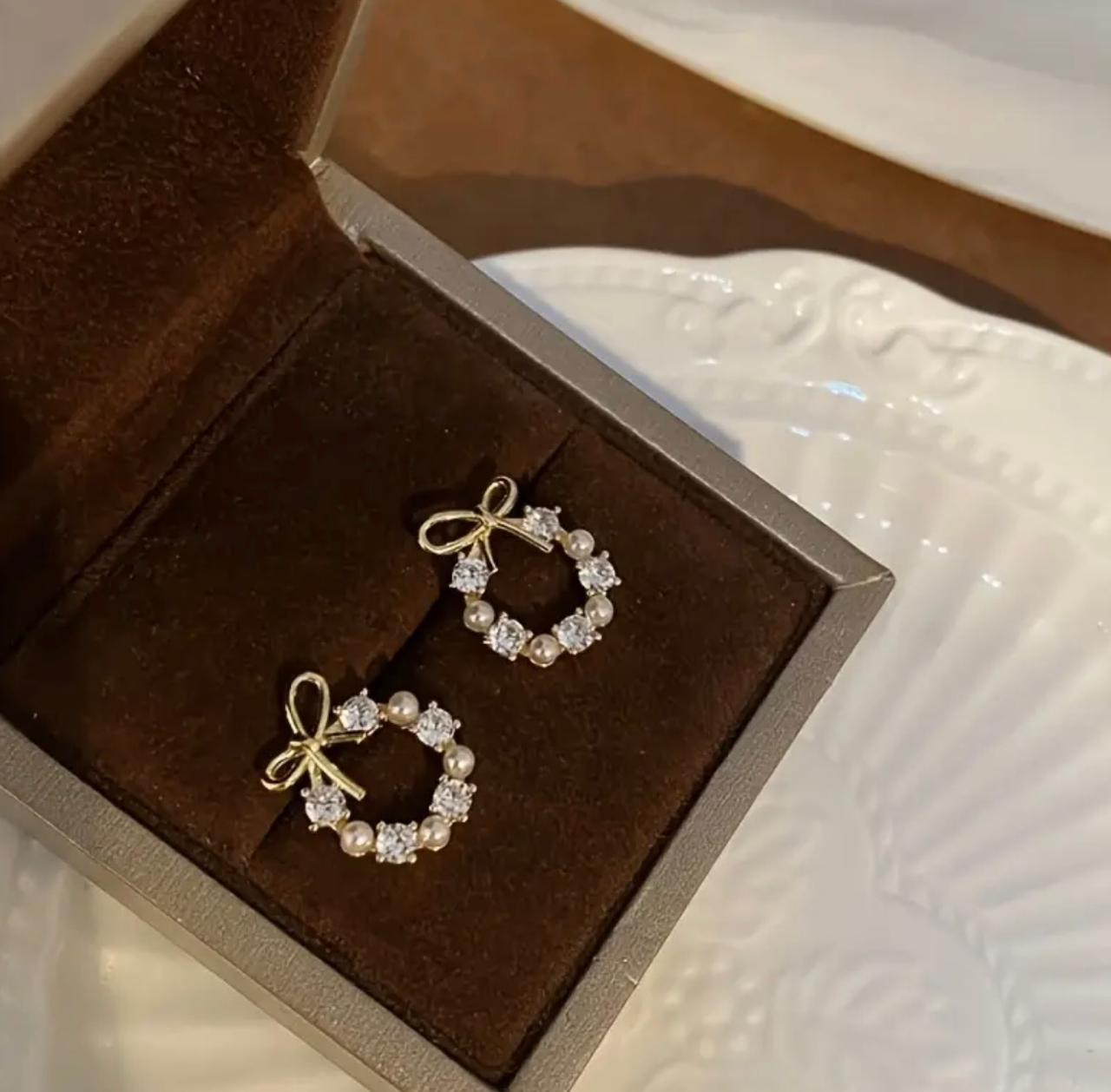 Versatile Faux Floral Bow Earrings Studs