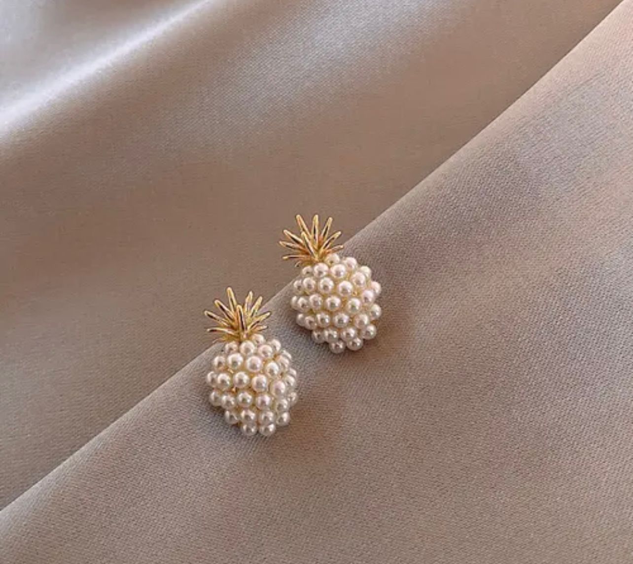 Golden-Tone Pineapple Pearl Earrings